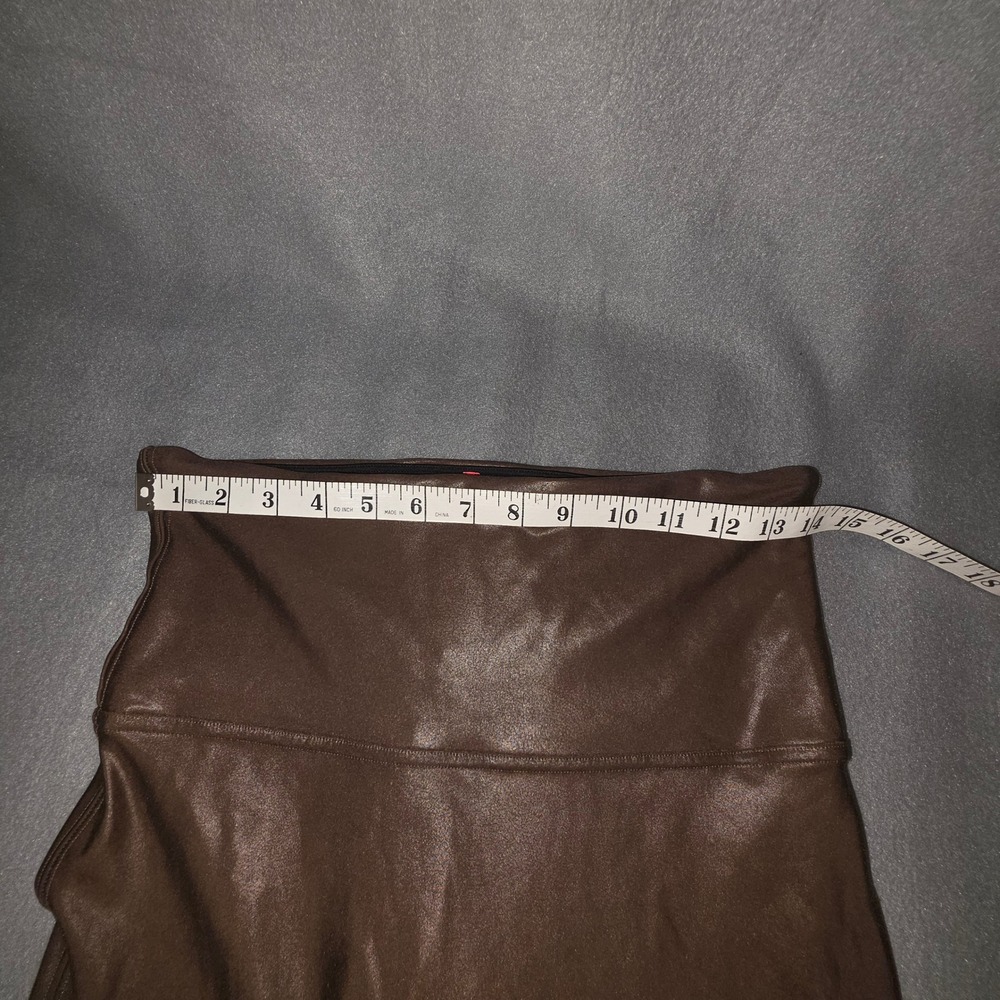 Spanx Faux Leather Leggings Women XL Espresso Brown High Waist Shaping Moto Chic - Picture 5 of 7